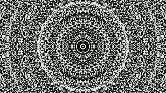 Abstract background kaleidoscope mandala round geometric seamless pattern. Animation kaleidoscope black and white.