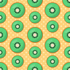 Kiwi fruit seamless pattern vector illustration 