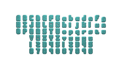 Full set of English alphabets in 3D illustrations which matching perspectives and lighting on each side placed on a white background for word combinations