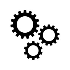 Black silhouette Three gear sign simple icon on white background