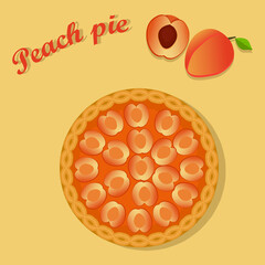 Illustration of a peach pie. Food illustration