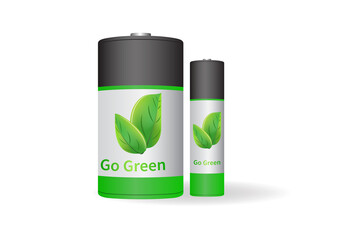 Vector illustrations of Go Green battery.