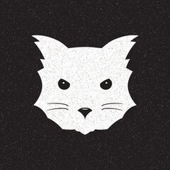 Angry Cat. Head Cat silhouette in geometric style with retro grunge effect. Vector illustration
