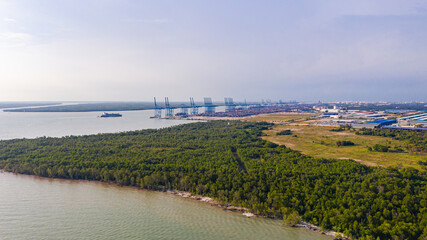 Aerial view to the Port of Klang