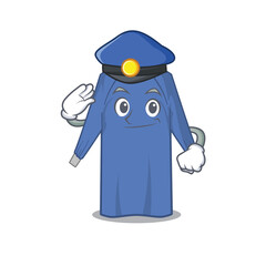 Police officer cartoon drawing of disposable clothes wearing a blue hat