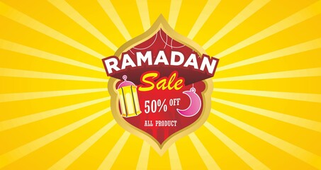 Ramadan sale discount banner template promotion Vector 