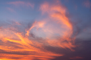 The sky during the sunset, Clouds forming circular lines.