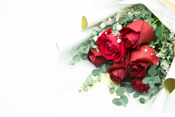 Red Rose bouquet on white background