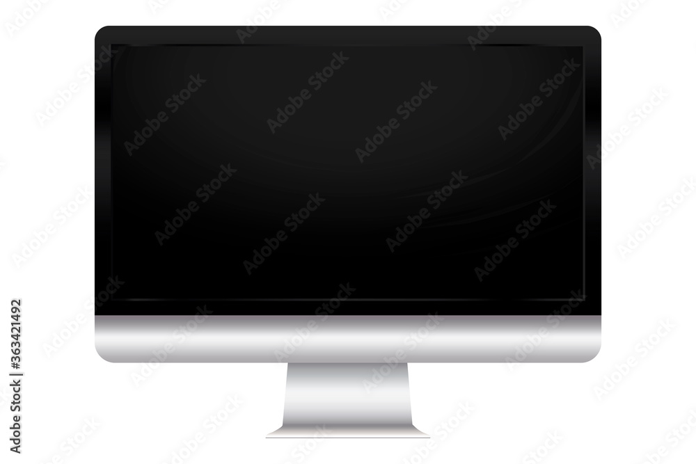 Poster the layout of a computer monitor. black screen pc. layout flat screen. vector image. stock photo.