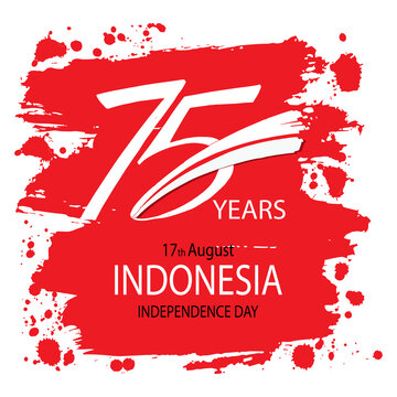 75 years, Indonesia Independence Day greeting card.
