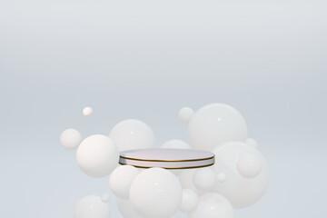 3D rendering of  pedestal podium, Abstract minimal display empty space. Geometry podium for beauty cosmetic product.