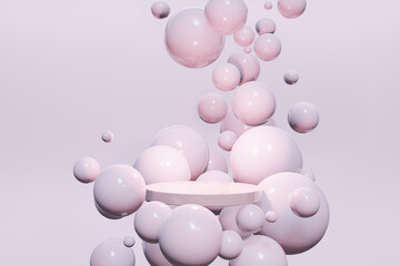 3D rendering of  pedestal podium, Abstract minimal display empty space. Geometry podium for beauty cosmetic product.