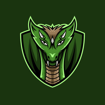 green dragon face mascot logo