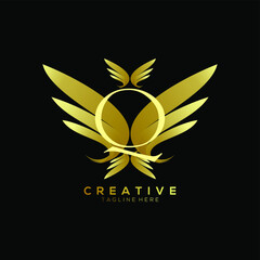 Letter Q Luxury Gold Thin Wing Logo Template