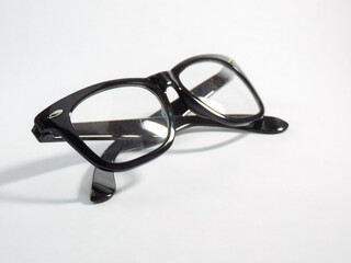 black nerdy glasses on white background