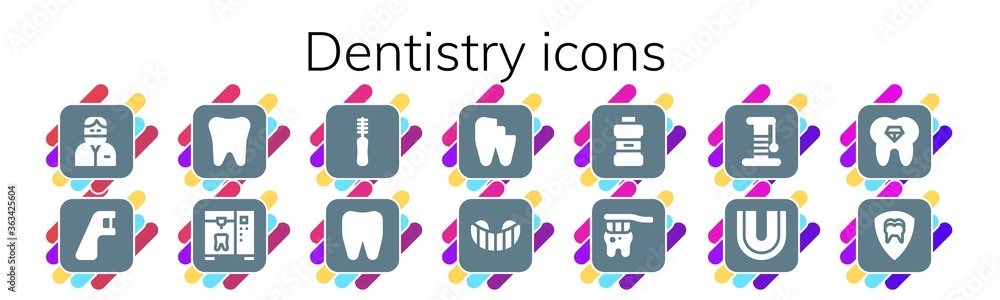 Wall mural dentistry icon set