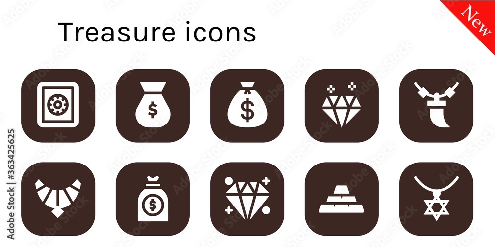 Poster treasure icon set