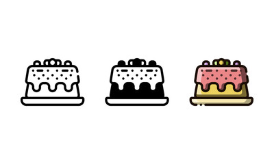 Chiffon cake icon. With outline, glyph, and filled outline style