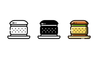 Cotton cake icon. With outline, glyph, and filled outline style