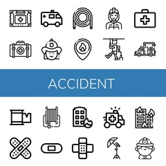 accident simple icons set