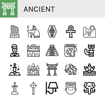 ancient simple icons set