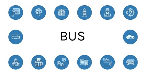 bus simple icons set
