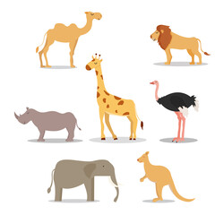 cartoon animal collection white background