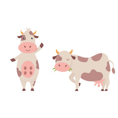 Cow cartoon. Cute  animal character  funny mascot. Illustration