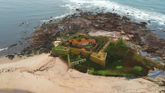 View of Fortress of Insua in a little island of Portugal close to the border to Spain