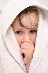 Girl wrapped in towel