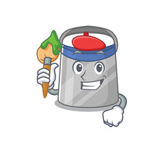 An artistic face shield artist mascot design paint using a brush