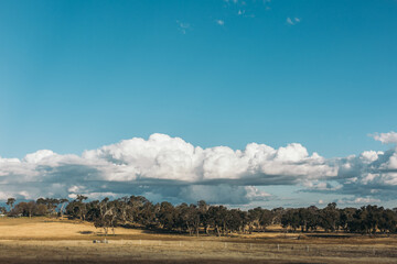 landscape with clouds and sky in the farm, winter in Australia