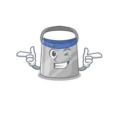 Cartoon design of face shield showing funny face with wink eye