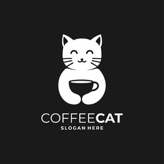 coffee cat, pictorial logo design template