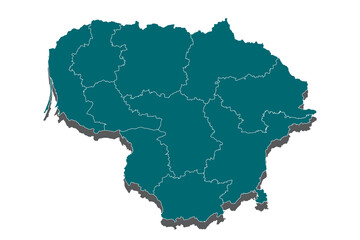 Map of Lithuania - Blue Geometric Rumpled Triangular , Polygonal Design For Your, High Detailed Blue Map of Lithuania isolated on white background. Vector illustration eps 10. - Vector
