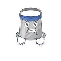 A cartoon picture of face shield showing an angry face