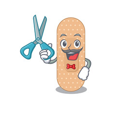 Standard bandage talented barber cartoon character design working in the barbershop