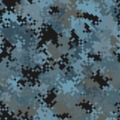 Military camouflage seamless pattern. Urban digital pixel style.