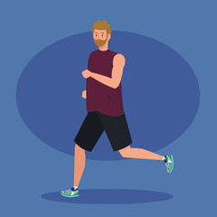 man marathoner running sportive, man run competition or marathon race poster, healthy lifestyle and sport vector illustration design