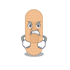 A cartoon picture style of standard bandage having a mad face