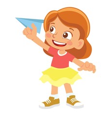 boy holds paper plane