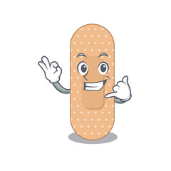 Caricature design of standard bandage with cute call me pose