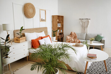 Stylish interior of modern bedroom