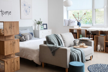 Stylish interior of modern studio apartment