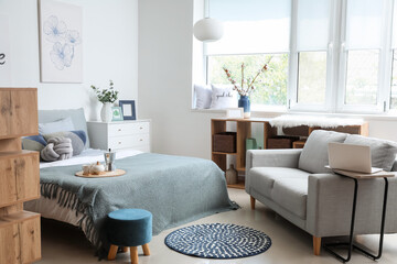 Stylish interior of modern bedroom