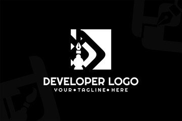 Isolated Pen Developer Logogram Template