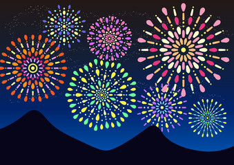 花火　夜景　風景　fireworks festive new year