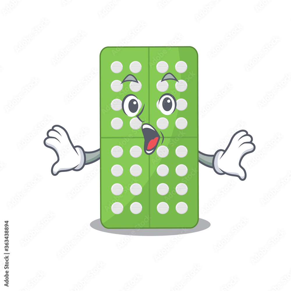 Poster Medicine pills mascot design concept showing a amazed gesture