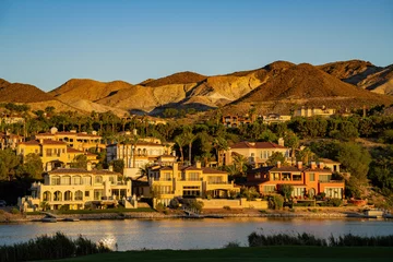 Foto op Canvas Sunset view of some beautiful residence house at Lake Las Vegas © Kit Leong