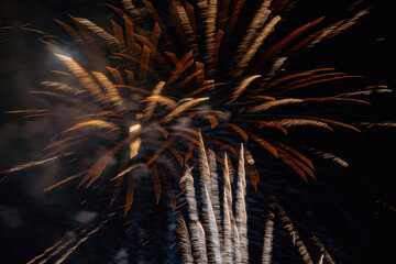 Fototapeta premium Beautiful fireworks of July 4th at Lake Las Vegas